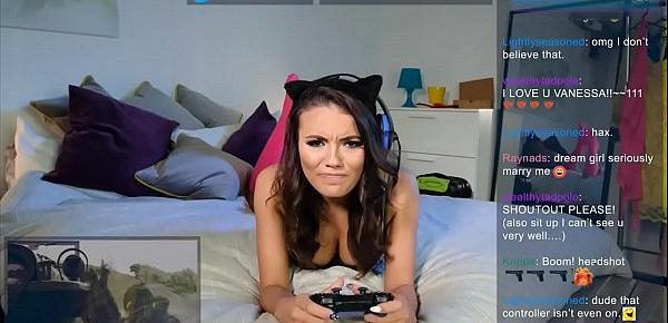  Gamer chick get fucked from behind while streaming a game